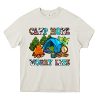 Cream camp more worry less Heavy Core Tee - AdoDesignShop