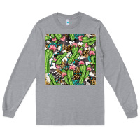 Heather Grey Western Cactus And Turquoise Gemstone With Leopard And Cowhide Seamles Long Sleeve Tee - BundleAndBundleShop