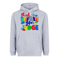 Heather Grey think before you judge Heavyweight Hoodie - CowGirlArtShop