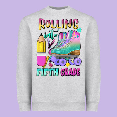 Rolling Into Fifth Grade Heavyweight Sweatshirt Designed By Bundleandbundleshop