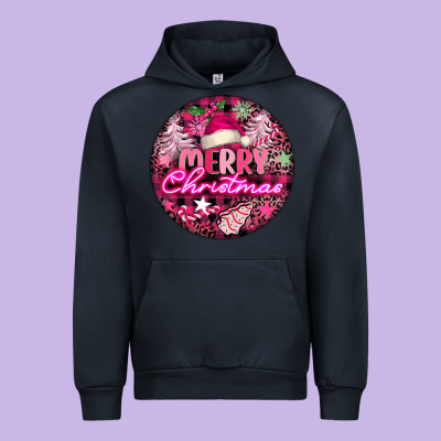 Pink Merry Christmas Urban Hoodie Designed By Fadigitalartstudio