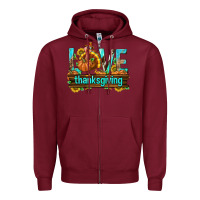 Burgundy Love Thanksgiving with Turkey Zipper Hoodie - texasbilliewilder