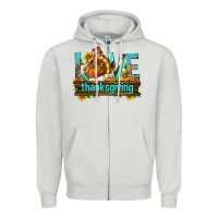 Dove Grey Love Thanksgiving with Turkey Zipper Hoodie - texasbilliewilder