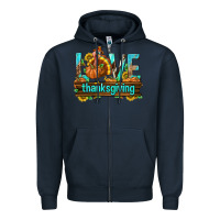 Navy Love Thanksgiving with Turkey Zipper Hoodie - texasbilliewilder