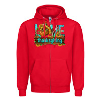 Red Love Thanksgiving with Turkey Zipper Hoodie - texasbilliewilder