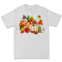 Dove Grey pumpkins daisies and fall leaf's ado Premium Tee - AdoDesignShop