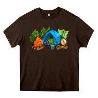 Chocolate Brown camp in the woods Heavy Core Tee - AdoDesignShop