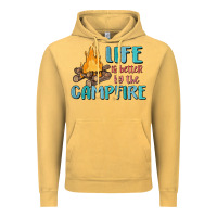 Vintage Mustard life is better by the campfire Vintage Hoodie - MaliasSmallBusiness