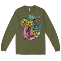 Army Green Blame It All On My Roots Long Sleeve Tee - JahusDesignShop