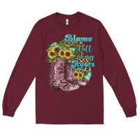 Burgundy Blame It All On My Roots Long Sleeve Tee - JahusDesignShop