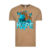 Vintage Coffee Hope teal ribbon Ovarian Cancer nails Vintage Tee - NancyCooperArtShop