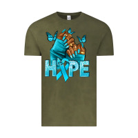 Vintage Olive Hope teal ribbon Ovarian Cancer nails Vintage Tee - NancyCooperArtShop