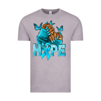 Hope Teal Ribbon Ovarian Cancer Nails Vintage Tee | Teevron
