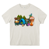 Cream camp coffee cups ado Heavy Core Tee - AdoDesignShop