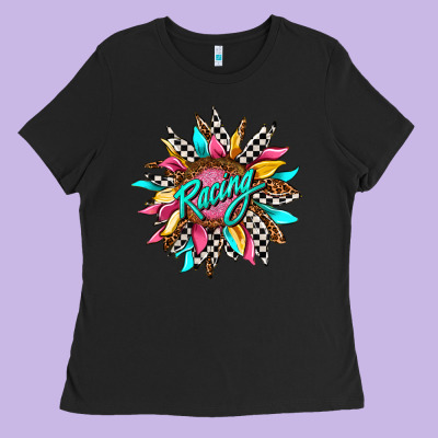 Racing Sunflower Front Ladies Tee Designed By Adodesignshop