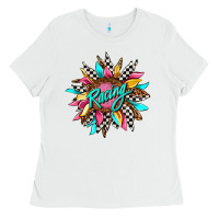 White racing sunflower front Ladies Tee - AdoDesignShop