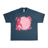 Midnight Navy customized breast cancer ribbon and background Urban Heavy Tee - MaliasSmallBusiness
