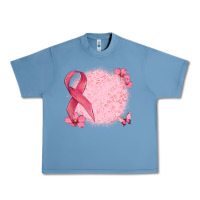 Pebble Blue customized breast cancer ribbon and background Urban Heavy Tee - MaliasSmallBusiness