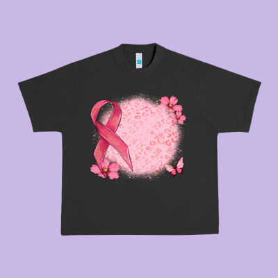 Customized Breast Cancer Ribbon And Background Urban Heavy Tee Designed By Maliassmallbusiness