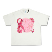 Pistachio customized breast cancer ribbon and background Urban Heavy Tee - MaliasSmallBusiness