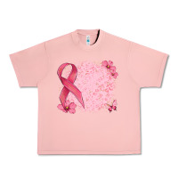 Salmon customized breast cancer ribbon and background Urban Heavy Tee - MaliasSmallBusiness