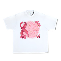 White customized breast cancer ribbon and background Urban Heavy Tee - MaliasSmallBusiness