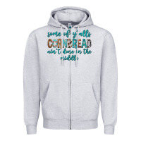 Heather Grey Some of Y'alls Cornbread Ain't Done In Middle Zipper Hoodie - texasbilliewilder