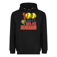 Black 100 days of home runs softball Heavyweight Hoodie - CowGirlArtShop