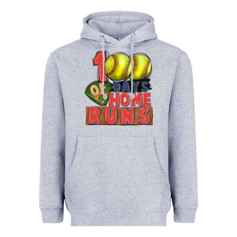 100 Days Of Home Runs Softball Heavyweight Hoodie by CowGirlArtShop | Teevron
