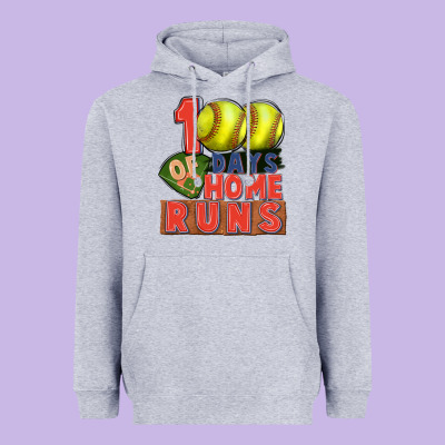 100 Days Of Home Runs Softball Heavyweight Hoodie Designed By Cowgirlartshop