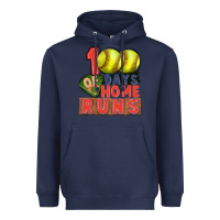 Navy 100 days of home runs softball Heavyweight Hoodie - CowGirlArtShop