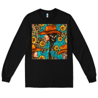 Black Western Girl Hair Clasp And Sunflower With Leopard And Glitter Seamles Long Sleeve Tee - BundleAndBundleShop