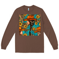Chestnut Western Girl Hair Clasp And Sunflower With Leopard And Glitter Seamles Long Sleeve Tee - BundleAndBundleShop