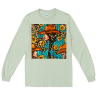 Western Girl Hair Clasp And Sunflower With Leopard And Glitter Seamles Long Sleeve Tee | Teevron