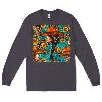 Smoke Western Girl Hair Clasp And Sunflower With Leopard And Glitter Seamles Long Sleeve Tee - BundleAndBundleShop