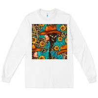 White Western Girl Hair Clasp And Sunflower With Leopard And Glitter Seamles Long Sleeve Tee - BundleAndBundleShop