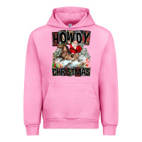 Fuchsia Pink Howdy Christmas Rodeo Santa Urban Hoodie - FaDigitalArtStudio