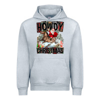 Heather Grey Howdy Christmas Rodeo Santa Urban Hoodie - FaDigitalArtStudio