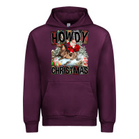 Mauve Wine Howdy Christmas Rodeo Santa Urban Hoodie - FaDigitalArtStudio