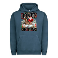 Pigment Midnight Navy Howdy Christmas Rodeo Santa Urban Hoodie - FaDigitalArtStudio