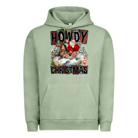 Pigment Oil Green Howdy Christmas Rodeo Santa Urban Hoodie - FaDigitalArtStudio