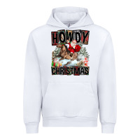 White Howdy Christmas Rodeo Santa Urban Hoodie - FaDigitalArtStudio