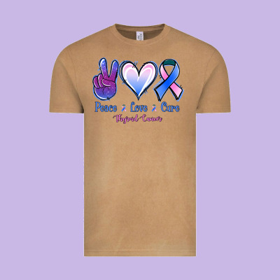Peace Love Cure Thyroid Cancer Vintage Tee Designed By Nancycooperartshop