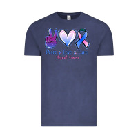 Vintage Denim Peace love cure Thyroid Cancer Vintage Tee - NancyCooperArtShop