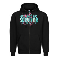 Black I am a survivor teal ribbon Ovarian Cancer Zipper Hoodie - NancyCooperArtShop