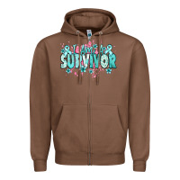 Chestnut I am a survivor teal ribbon Ovarian Cancer Zipper Hoodie - NancyCooperArtShop