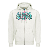 Oatmeal Heather I am a survivor teal ribbon Ovarian Cancer Zipper Hoodie - NancyCooperArtShop