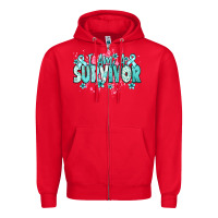 Red I am a survivor teal ribbon Ovarian Cancer Zipper Hoodie - NancyCooperArtShop