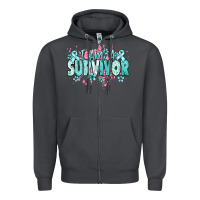 Smoke I am a survivor teal ribbon Ovarian Cancer Zipper Hoodie - NancyCooperArtShop