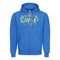 True Royal I am a survivor teal ribbon Ovarian Cancer Zipper Hoodie - NancyCooperArtShop